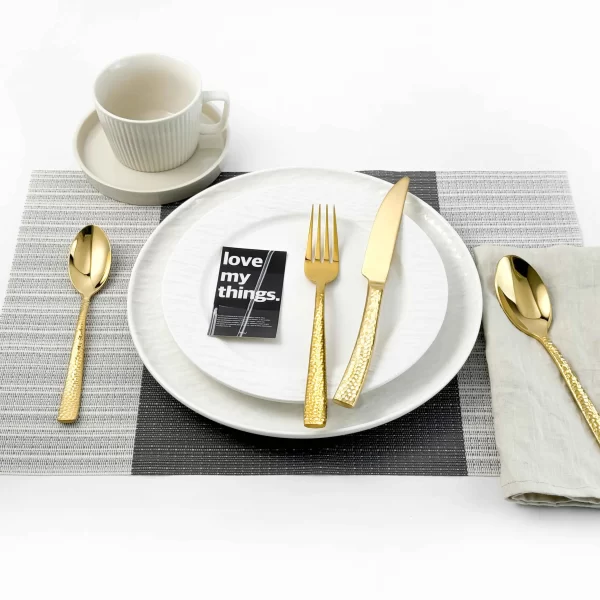 Best Seller Wholesale Gold Silverware, Hammered Flatware Set-6