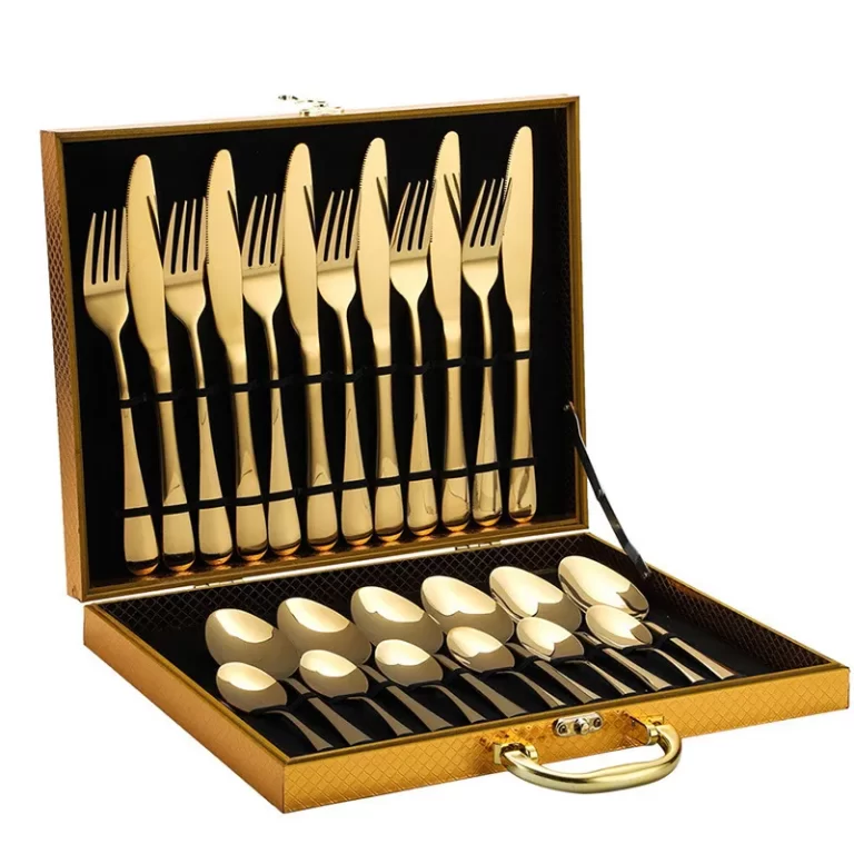 24/36pcs Luxury Bulk Gold Flatware Sets with Wooden Gift Box-2