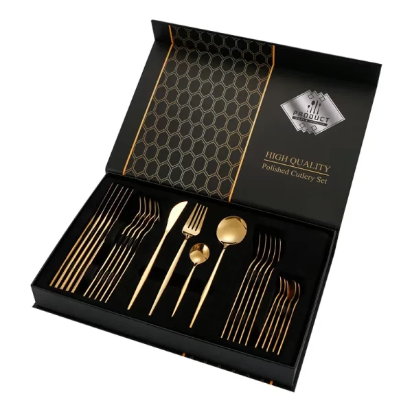 Amazon Hot Selling 24pcs Bulk Metal Flatware With Gift Box-2