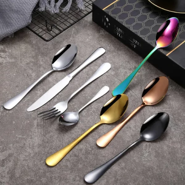 Amazon Hot Selling 24pcs Bulk Metal Flatware With Gift Box-4