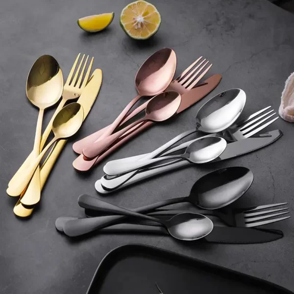 Amazon Hot Selling 24pcs Bulk Metal Flatware With Gift Box-5