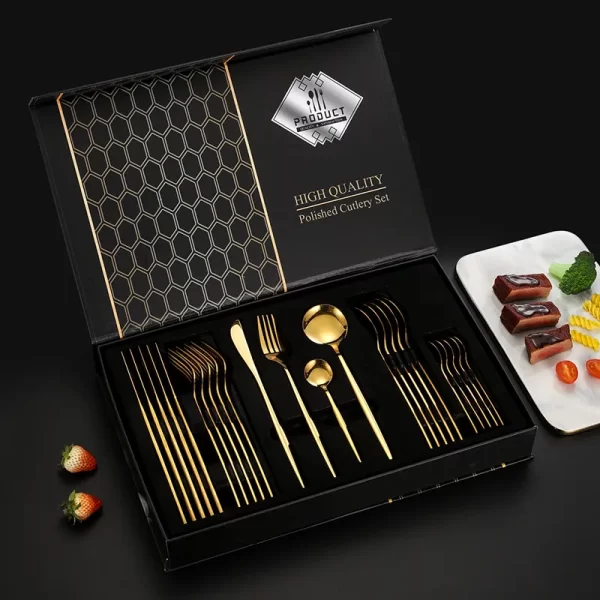 Amazon Hot Selling 24pcs Bulk Metal Flatware With Gift Box-6