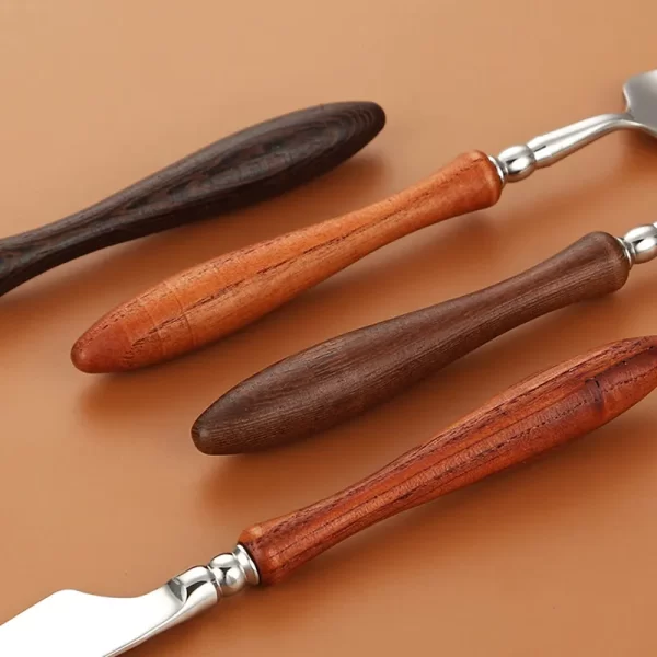 Bulk Stainless Steel Cutlery, Wooden Handle Flatware Sets-5