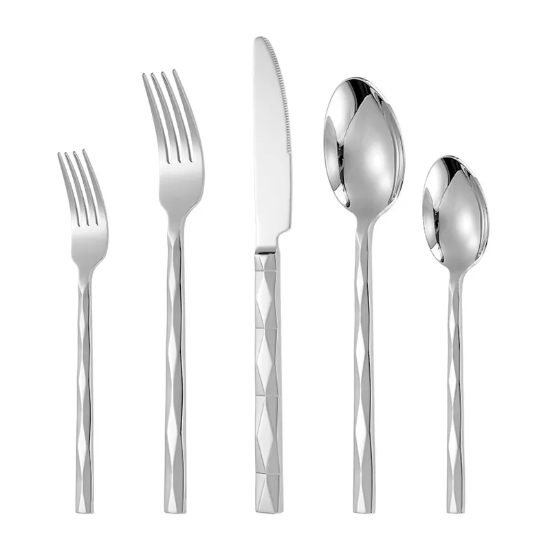 Wholesale Silverware for Restaurants, Forged Diamond Texture-2