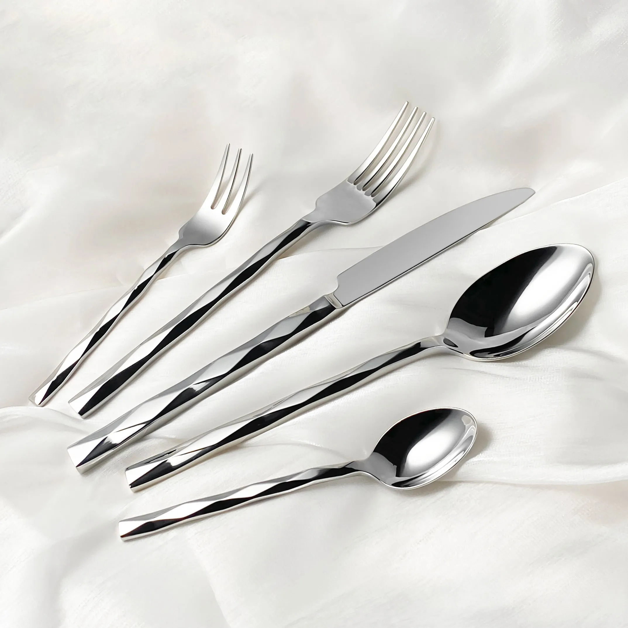 Wholesale Silverware for Restaurants, Forged Diamond Texture-1
