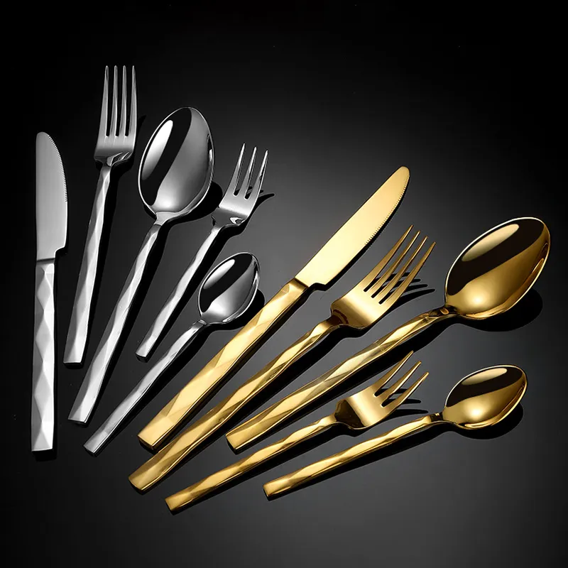 Forged diamond texture SUS304 wholesale hotel wedding cutlery-6