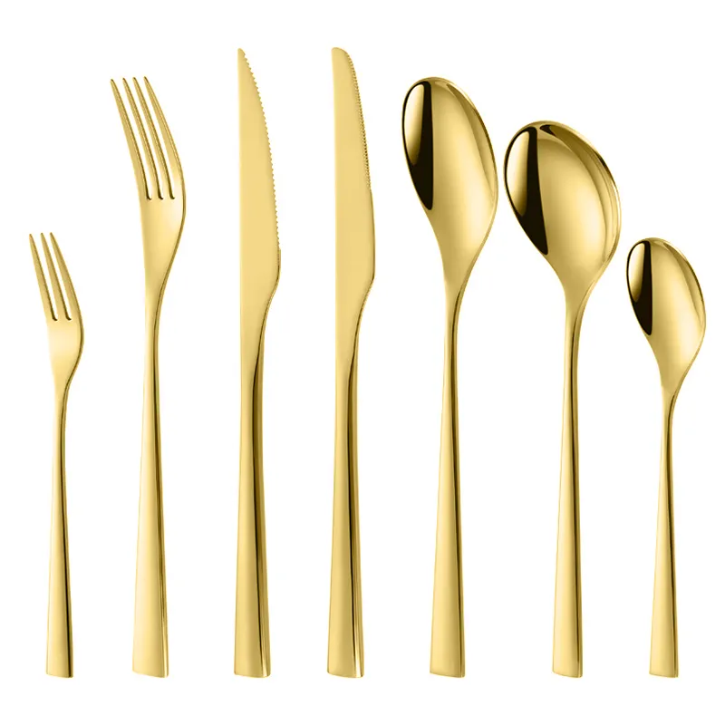 304 Gold Flatware Bulk, Steak Knife Soup Spoon Set Wholesale-2