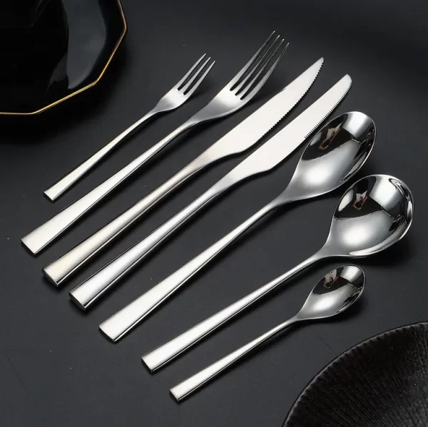 304 Gold Flatware Bulk, Steak Knife Soup Spoon Set Wholesale-4
