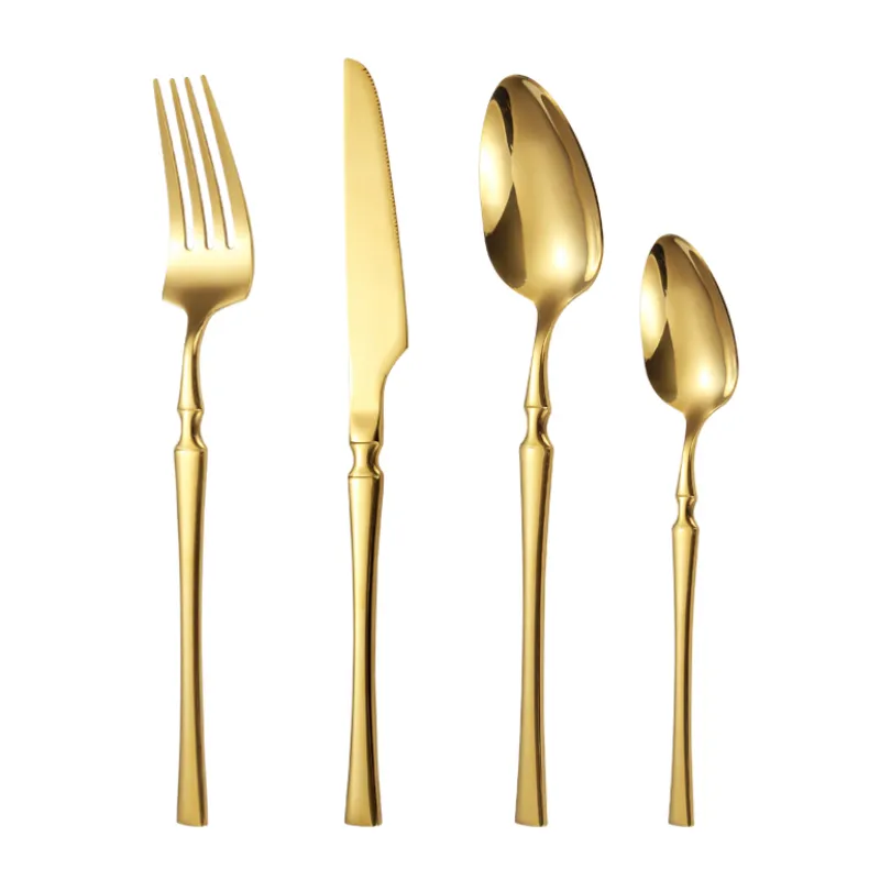 Slim waist bulk gold plated flatware, bulk cutlery for sale-1