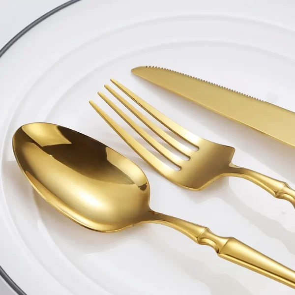 Slim Waist Bulk Gold Plated Flatware, Wholesale Gold Cutlery-3
