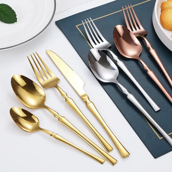 Slim Waist Bulk Gold Plated Flatware, Wholesale Gold Cutlery-4