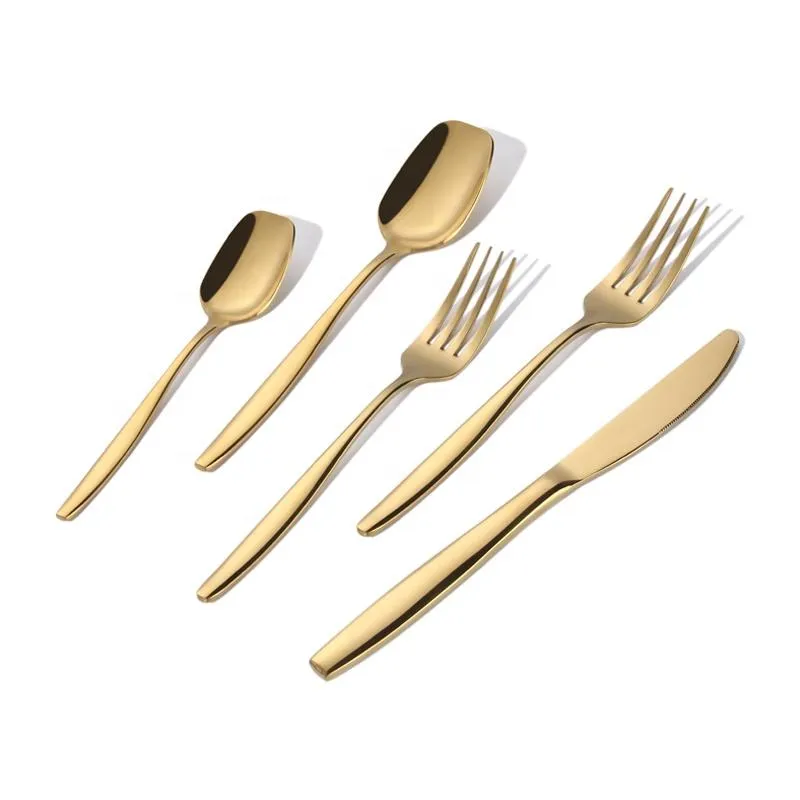Square Head Gold Cutlery Bulk, Spoon Fork Knife Wholesale-1