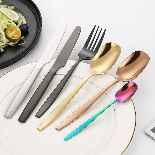 Square Head Gold Cutlery Bulk, Spoon Fork Knife Wholesale-4