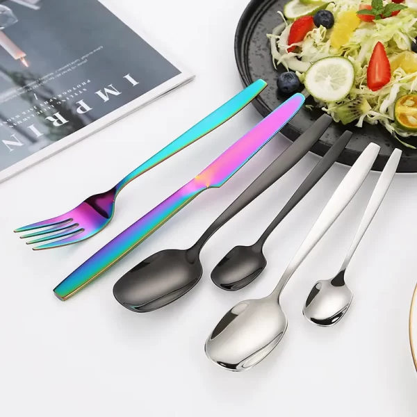 Square Head Gold Cutlery Bulk, Spoon Fork Knife Wholesale-5