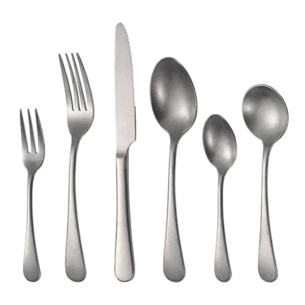 Vintage Bulk Flatware For Wedding, Stone Washed Cutlery Sets-2